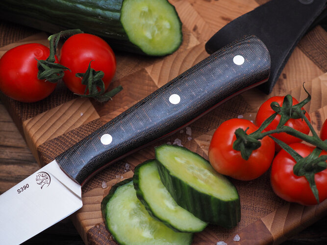Нож Шеф-повар № 1, клинок из стали Bohler S390, цельнометаллический, накладки микарта