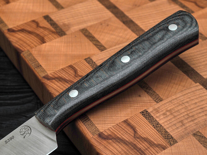 Нож Шеф-повар № 2, клинок из стали Bohler S390, цельнометаллический, накладки микарта