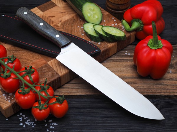 Нож Шеф-повар № 3, клинок из стали Bohler S390, цельнометаллический, накладки микарта