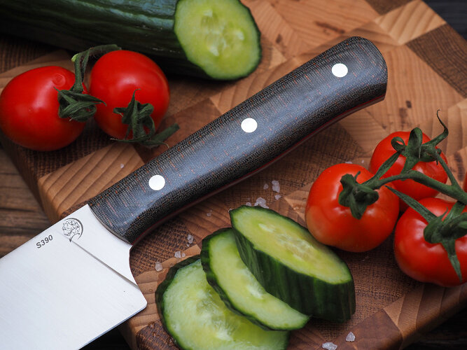 Нож Шеф-повар № 3, клинок из стали Bohler S390, цельнометаллический, накладки микарта