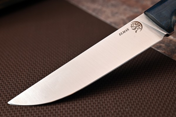 Нож Лесник, клинок из стали Bohler ELMAX, цельнометаллический, накладки стабилизированная карельская береза