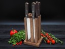 Набор ножей для кухни № 2 из стали Bohler S390, цельнометаллические, накладки микарта + подставка под ножи в подарок
