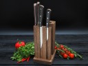 Набор ножей для кухни № 2 из стали Bohler S390, цельнометаллические, накладки микарта + подставка под ножи в подарок