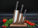 Набор ножей для кухни № 3 из стали Bohler S390, цельнометаллические, накладки микарта + подставка под ножи в подарок