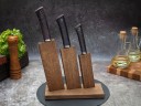 Набор ножей для кухни № 4, клинки из стали Bohler S390, рукояти из стабилизированной карельской березы + подставка под ножи в подарок