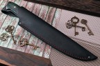 Нож Путник, клинок из тигельного булата, цельнометаллический, накладки стабилизированная карельская береза