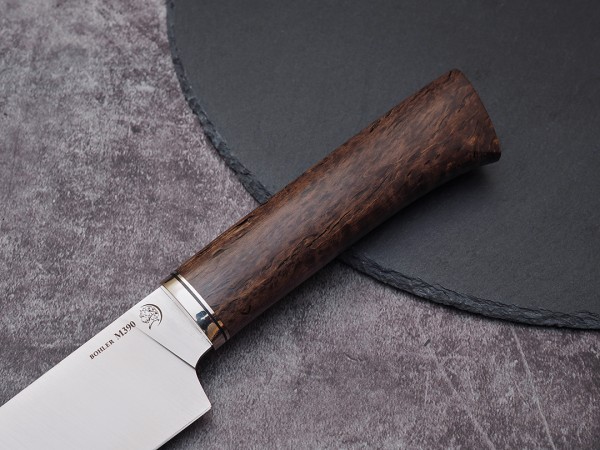 Нож Шеф-повар № 3, клинок из стали Bohler М390, рукоять стабилизированная карельская береза