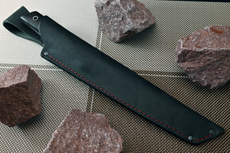 Нож Танто, клинок из тигельного булата, цельнометаллический, накладки морёный граб, дюраль