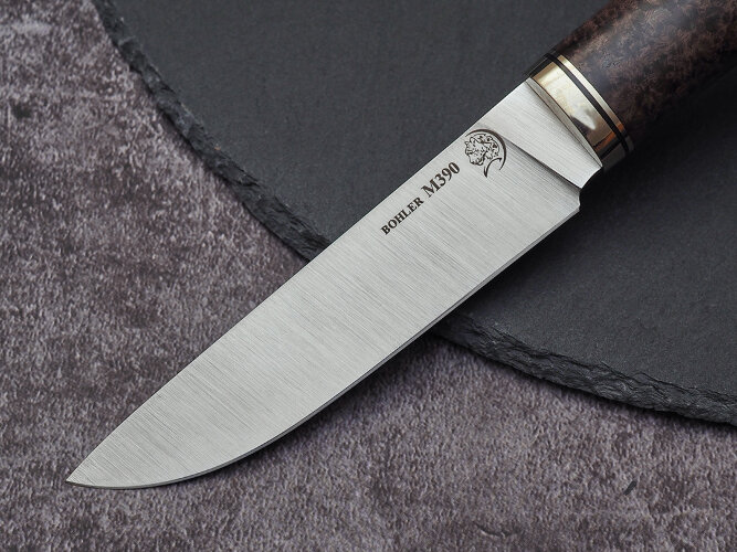 Нож Шеф-повар № 1, клинок из стали Bohler М390, рукоять стабилизированная карельская береза