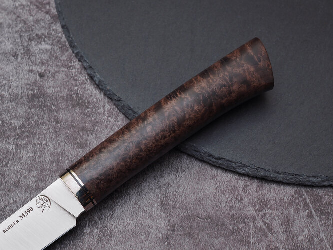 Нож Шеф-повар № 1, клинок из стали Bohler М390, рукоять стабилизированная карельская береза