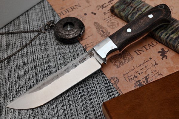 Нож Мангуст, клинок из кованой стали Х12МФ, цельнометаллический, накладки текстолит, дюраль