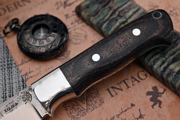 Нож Мангуст, клинок из кованой стали Х12МФ, цельнометаллический, накладки текстолит, дюраль