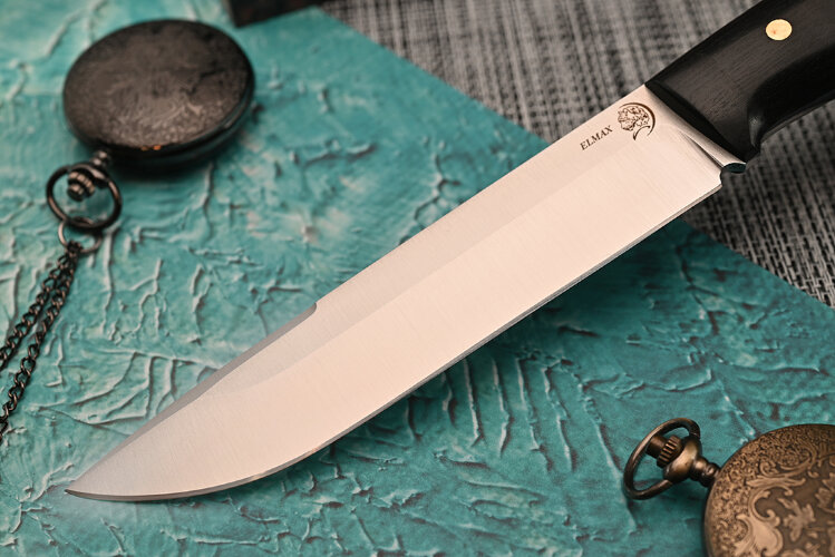 Нож Волк, клинок из стали Bohler ELMAX, цельнометаллический, накладки граб