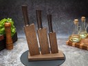 Набор ножей для кухни № 6, клинки из стали Bohler М390, рукояти из стабилизированной карельской березы + подставка под ножи в подарок
