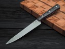 Набор ножей для кухни № 7 из стали Bohler S390, цельнометаллические, накладки микарта + тяпка из Х12МФ + подставка под ножи в подарок