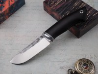 Нож Бобр, клинок из кованой стали Х12МФ, рукоять морёный граб