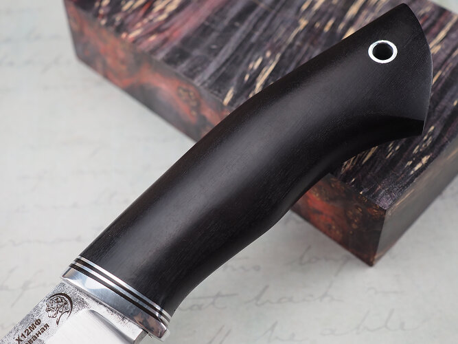 Нож Бобр, клинок из кованой стали Х12МФ, рукоять морёный граб