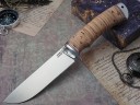 Нож Ласка, клинок из кованой стали Х12МФ, рукоять дюраль, береста
