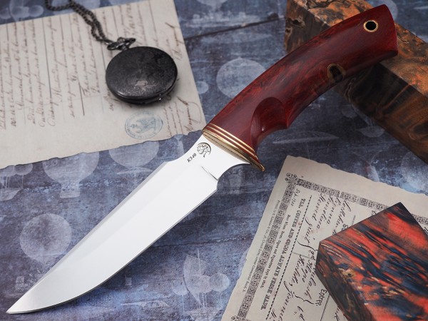 Нож Тигр, клинок из стали Bohler K340, рукоять стабилизированная карельская береза