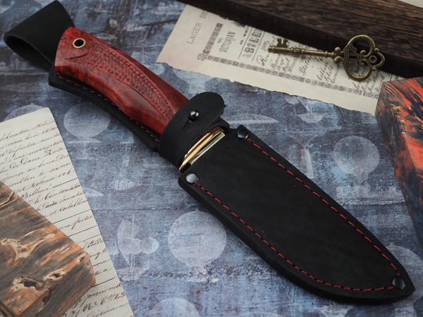 Нож Лиса, клинок из стали Bohler K340, рукоять стабилизированная карельская береза