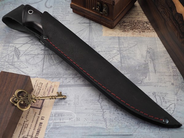 Нож Хищник, клинок из стали Bohler К340, рукоять морёный граб с резьбой, вставка стабилизированный зуб мамонта, мозаичный пин