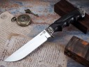 Нож Турист, клинок из стали Bohler K340, рукоять художественное литье мельхиор, морёный граб резной, под пальцы