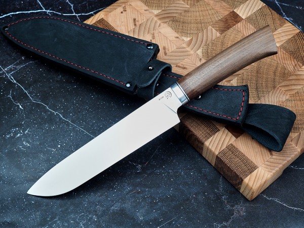 Набор ножей для кухни № 20, клинки из стали Bohler К340, рукояти из ореха + подставка под ножи в подарок