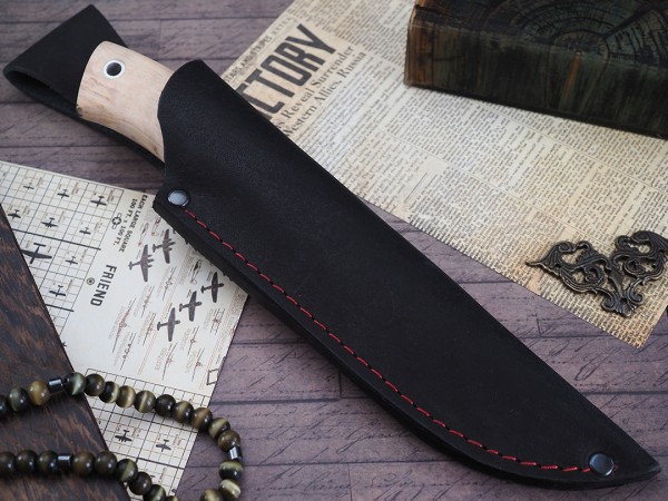 Нож Бобр, клинок из стали Bohler К340, рукоять карельская береза, вставка морёный граб