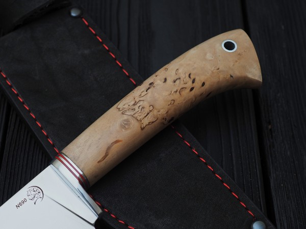 Нож Пчак, клинок из стали Bohler N690, рукоять карельская береза