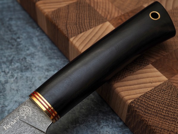 Нож Шеф-повар № 3, клинок из тигельного булата, рукоять мореный граб