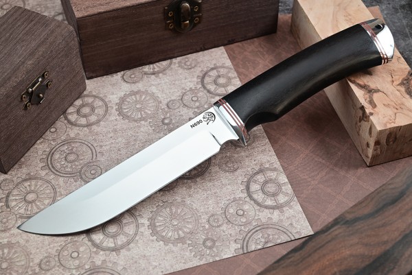 Нож Турист, клинок из стали Bohler N690, рукоять дюраль, морёный граб