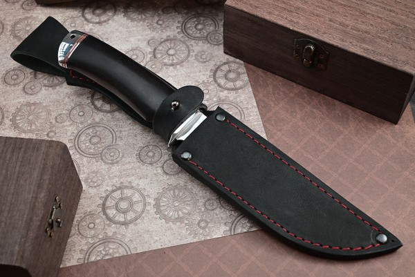 Нож Турист, клинок из стали Bohler N690, рукоять дюраль, морёный граб