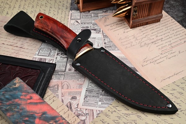 Нож Тигр, клинок из стали Bohler N690, рукоять стабилизированная карельская береза