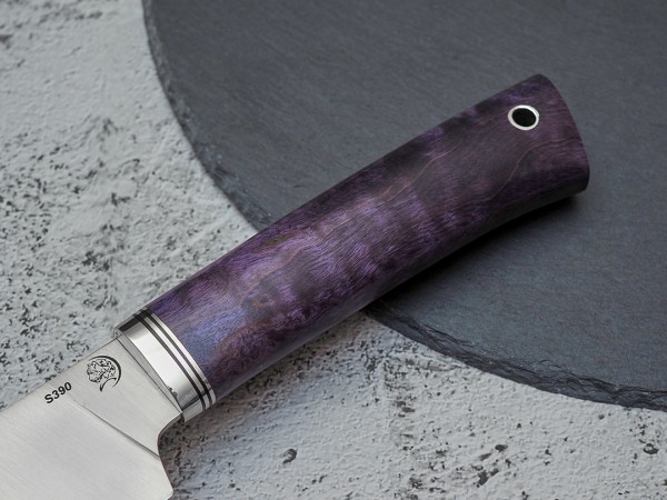 Нож Шеф-повар № 3, клинок из стали Bohler S390, рукоять стабилизированная карельская береза