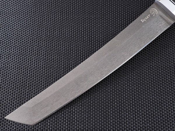 Нож Танто, клинок из тигельного булата, рукоять дюраль, наборная кожа