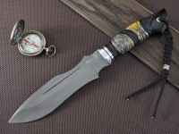 Нож Диверсант, клинок из тигельного булата, рукоять морёный граб, стабилизированный кап клёна