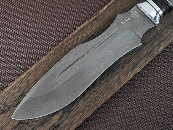 Нож Диверсант, клинок из тигельного булата, рукоять морёный граб, стабилизированный кап клёна