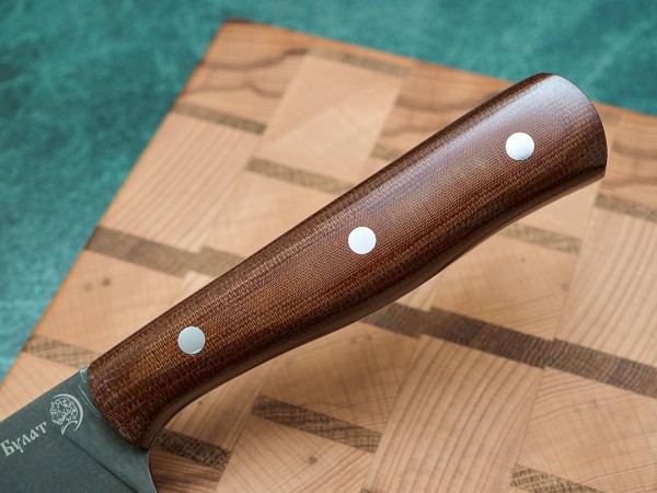 Нож Шеф-повар № 3, клинок из тигельного булата, цельнометаллический, накладки текстолит