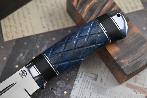 Нож Аллигатор, клинок из стали Bohler N690, рукоять дюраль, морёный граб, стабилизированная карельская береза