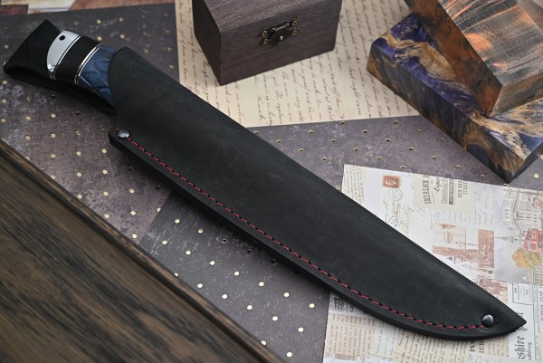 Нож Аллигатор, клинок из стали Bohler N690, рукоять дюраль, морёный граб, стабилизированная карельская береза