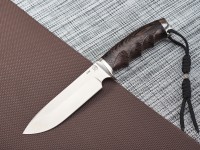 Нож Ворон, клинок из стали Bohler S390, рукоять литье мельхиор, дерево венге, под пальцы