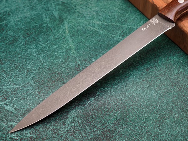 Нож Филейный № 3, клинок из тигельного булата, цельнометаллический, накладки текстолит