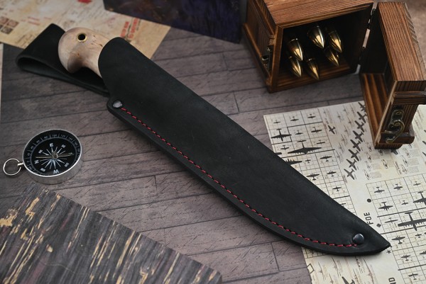 Нож Вепрь, клинок из стали Bohler N690, рукоять граб, карельская береза