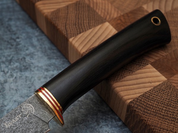 Нож Филейный № 1, клинок из тигельного булата, рукоять морёный граб