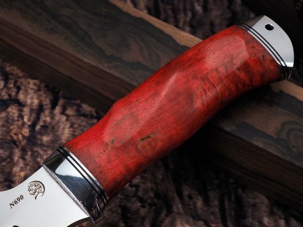 Нож Диверсант, клинок из стали Bohler N690, рукоять дюраль, стабилизированная карельская береза