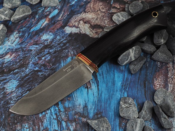 Нож Бобр, клинок из алмазной стали ХВ5, рукоять морёный граб
