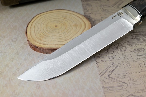 Нож Путник, клинок из стали Bohler ELMAX, рукоять стабилизированная карельская береза, нейзильбер