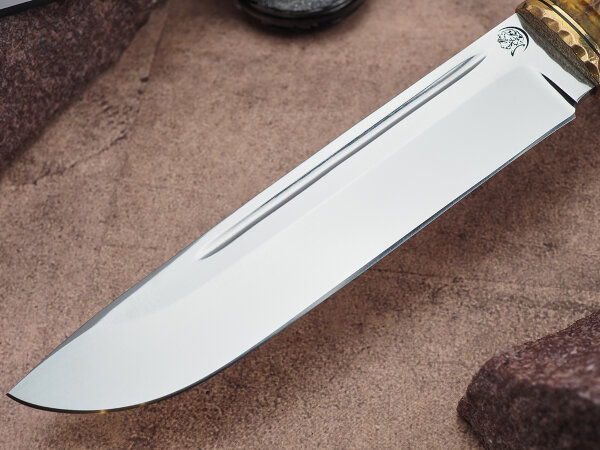 Нож Путник, клинок из стали Bohler К340, рукоять стабилизированный кап клена, айронвуд