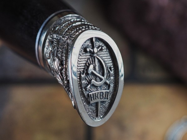 Нож Финка НКВД, клинок из алмазной стали ХВ5, рукоять художественное литьё мельхиор, морёный граб