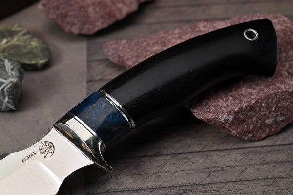Нож Тигр, клинок из стали Bohler ELMAX, рукоять морёный граб, вставка стабилизированная карельская береза